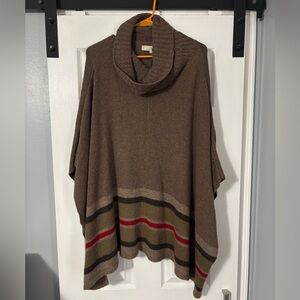 LOFT Taupe Knit Cowl Neck Poncho